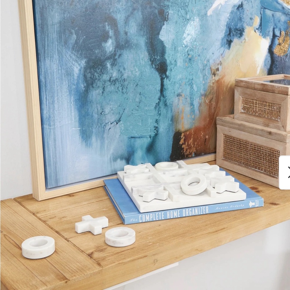 White Marble Tic Tac Toe Game Set